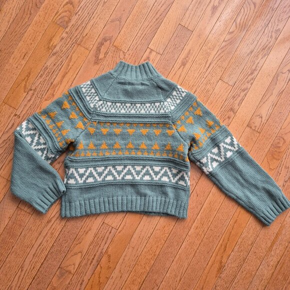 Universal Thread Cozy Alpine Snowflake Mockneck Pullover Sweater Green XS - Picture 4 of 9